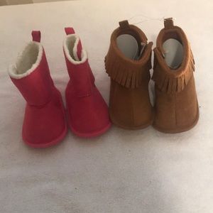 Baby Infant Boots Shoes 2 pairs 3-9 mo